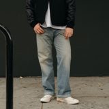 The Flat Head FN-D111C Left Hand Zimbabwe Cotton Wide Straight Real Aging Jeans