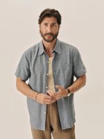 Buck Mason Worn Chambray Eoe Breeze Cotton Linen S/S Shirt