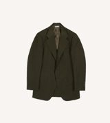 Drake's Khaki Green Linen-Wool Tailored Jacket