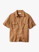 Buck Mason Cinnamon Draped Linen Deuce Coupe Camp Shirt