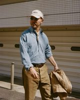 Drake's Wash Cotton Chambray Button-Down Collar Popover Shirt
