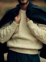 Buck Mason Ivory Seastack Wool Tweed Cable Crew