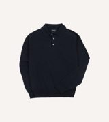 Drake's Navy Alpaca Wool Knitted Polo