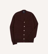 Drake's Dark Brown Lambswool 6 Button Cardigan