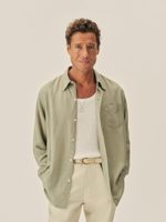 Buck Mason Light Agave Draped Linen Lounge Lizard Shirt