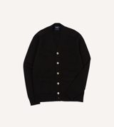Drake's Black Lambswool 6 Button Cardigan