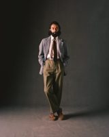 Drake's Green Herringbone Cotton Wide Leg Flat Front Chino