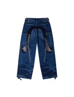 Evisu Vintage motorcycle Print Washed Daicock Embroidery Wide-leg Cargo Jeans
