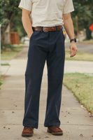 Pure Blue Japan 1185-NV Back Satin Sulfur Yarn Dye Trousers/Piped Straight