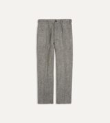 Drake's Grey Herringbone Harris Tweed One Pleat Games Trousers