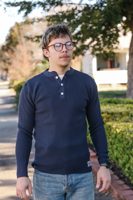 Iron Heart IHTL-1213-NVY Waffle Knit Long Sleeved Thermal Henley