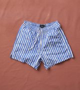 Drake's Blue Stripe Print Nylon Drawstring Swim Shorts