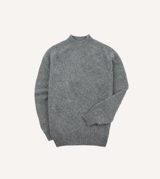 Drake's Grey Brushed Shetland Mock Neck Jumper