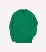 Drake's Green Brushed Shetland Crew Neck Jumper