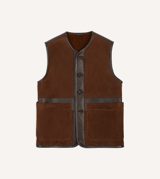 Drake's Dark Brown Suede Shearling Vest