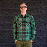Iron Heart IHSH-405-GRN 12oz Ultra Heavy Flannel Check Western Shirt