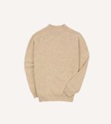 Drake's Ecru Brushed Shetland Mock Neck Jumper