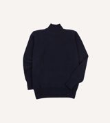 Drake's Navy Heavyweight Mock Neck Jumper