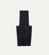 Drake's Navy Chalkstripe Wool Flannel Single-Pleat Trouser