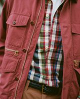 Drake's and Red Check Cotton-Linen Two-Pocket Work Shirt