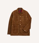 Drake's Tobacco Suede Blanket Lined Welder Jacket