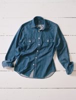 Drake's Mid-Blue Washed Denim Cotton Two-Pocket Work Shirt