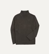 Drake's Brown Linen-Cotton Mock Neck Jumper
