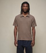 Merz b. Schwanen Linen-Cotton Relaxed Fit Short Sleeve Polo Shirt