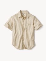 Buck Mason Khaki Stripe Breeze Cotton Linen S/S Shirt