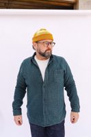 Pure Blue Japan Indigo Over-dyed Cotton Tweed Check Shirt
