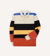 Drake's and Orange Multi Stripe Cotton Rugby Shirt