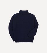 Drake's Navy Lambswool Submariner Roll Neck Jumper