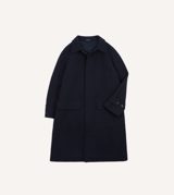 Drake's Navy Wool Raglan Coat