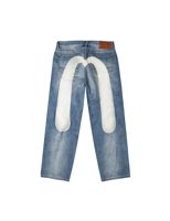 Evisu Ecru Daicock Print Loose Fit Jeans #2038