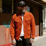 RRL Wool-Cotton Shawl-Collar Cardigan Orange Heather