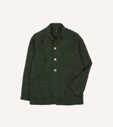 Drake's Green Linen Five-Pocket Chore Jacket