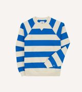 Drake's and Antique White Stripe Cotton Raglan Sweatshirt