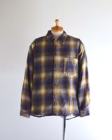 Anachronorm OMBRE CHECK DAMAGED WIDE FLANNEL SHIRTS PURPLE×YELLOW(exclusive color)
