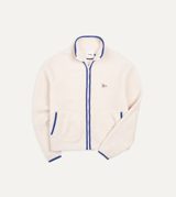 Drake's Ecru Boucle Wool Zip Fleece Jacket