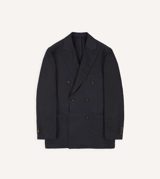 Drake's Navy Linen Double-Breasted Tailored Jacket