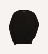Drake's Black Brushed Shetland Crew Neck Jumper