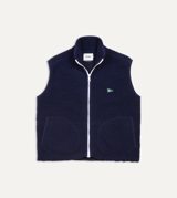 Drake's Navy Boucle Wool Zip Fleece Vest