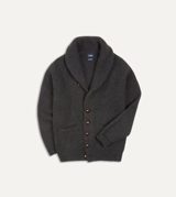 Drake's Charcoal Cashmere Shawl Collar Cardigan