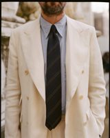 Drake's Ecru Ramie-Canapa Double-Breasted Tailored Jacket