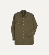 Drake's Cotton Long Point Collar Work Shirt