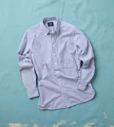 Drake's and White Stripe Button-Down Collar Fob Pocket Shirt