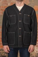 Iron Heart IHJ-158-BLK 10.5oz Herringbone Collarless Chore Jacket