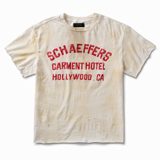 Schaeffer's Garment Hotel Artist Distressed Cycle Varsity Raw Cut Tee