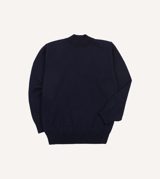 Drake's Navy Wool Mock Neck Jumper