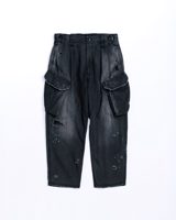 Anachronorm REMAKED HERRINGBONE COMBAT CARGO TROUSERS BLACK